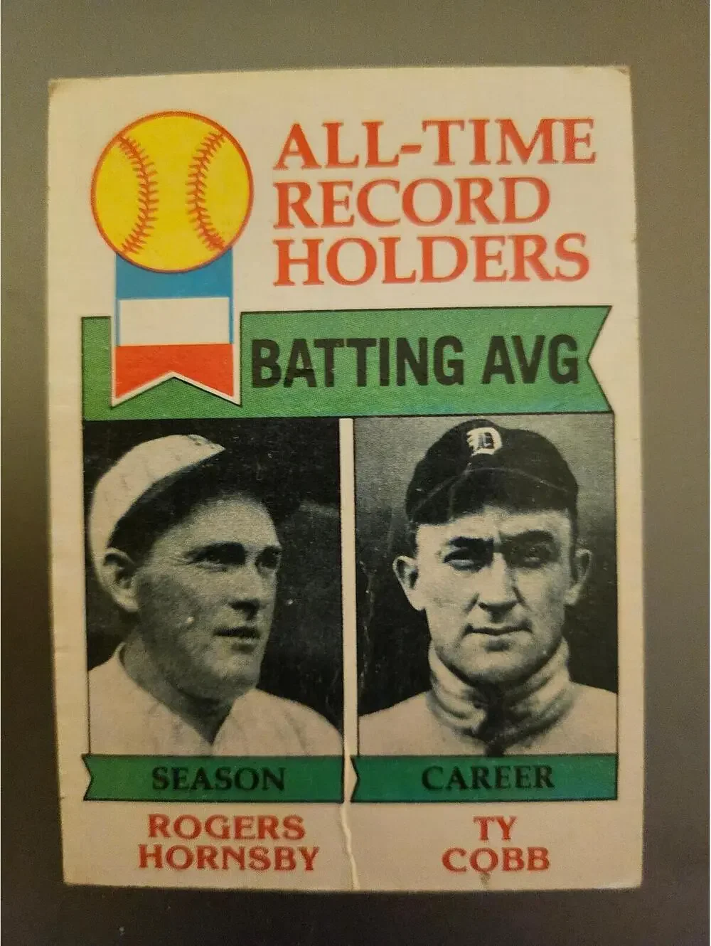1979 Topps - All-Time Record Holders Batting AVG #414 Rogers Hornsby, Ty Cobb
